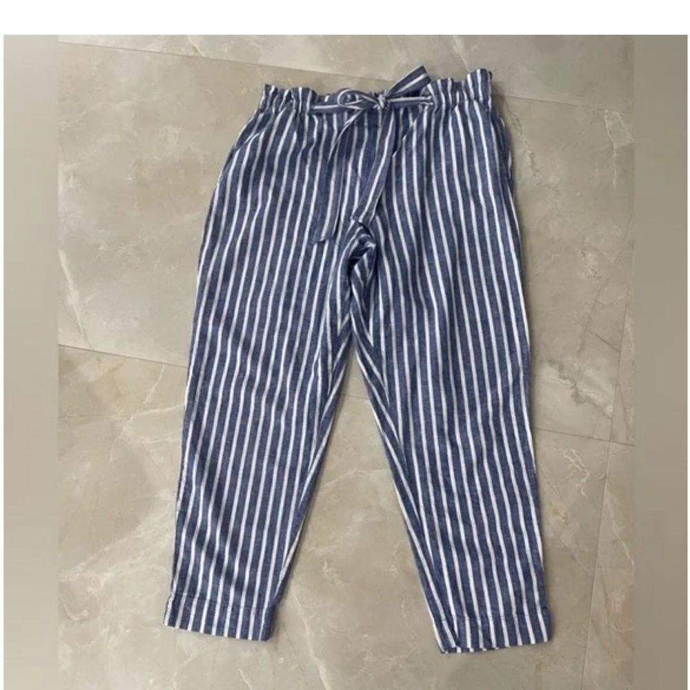 BEACH LUNCH LOUNGE CASUAL PANTS  CERULEAN BLUE & WHITE COTTON/ LINEN SIZE XL - Picture 3 of 8